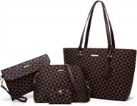 stylish 4-piece women's handbag set: tote, shoulder bag, wallet & satchel purse logo