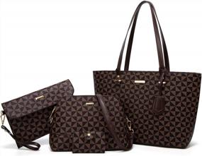 img 4 attached to Stylish 4-Piece Women'S Handbag Set: Tote, Shoulder Bag, Wallet & Satchel Purse