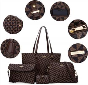 img 2 attached to Stylish 4-Piece Women'S Handbag Set: Tote, Shoulder Bag, Wallet & Satchel Purse