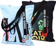 cute reusable miraculous ladybug tote bag with inner pockets - perfect gift for kids, students & teachers! logo