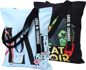 img 4 attached to Cute Reusable Miraculous Ladybug Tote Bag With Inner Pockets - Perfect Gift For Kids, Students & Teachers!