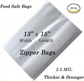 img 4 attached to VADUGAVARA Large Ziplock Bags (200 Pack): 13x15, 2.5Mil Resealable Jumbo Size Plastic 2Gallon Storage Poly Bags with Zipper
