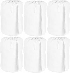 img 4 attached to Accent Home Cotton Canvas Printable Laundry Draw String Plain Bag 6 Pc Pack LARGE 15X28" (Dia X H) For Heavy Duty And Extra Space With Sturdy Handle For Shoulder Carrying