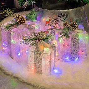 img 4 attached to Add Sparkle To Your Christmas Décor With Hourleey'S Set Of Pre-Lit LED Lighted Gift Boxes!