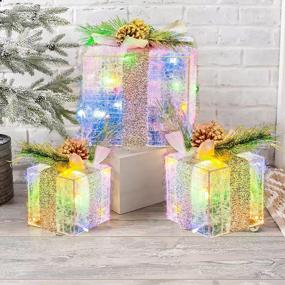 img 1 attached to Добавьте блеска своему рождественскому декору с набором подарочных коробок со светодиодной подсветкой от Hourleey!