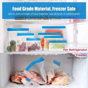 img 3 attached to Reusable Ziplock Storage Bags, 7 Pack BPA Free PEVA Reusable Freezer Bags, Reusable Food Storage Bags For Sandwich Snack Meat Fruit, With 12 Lable Stickers