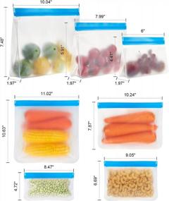 img 2 attached to Reusable Ziplock Storage Bags, 7 Pack BPA Free PEVA Reusable Freezer Bags, Reusable Food Storage Bags For Sandwich Snack Meat Fruit, With 12 Lable Stickers