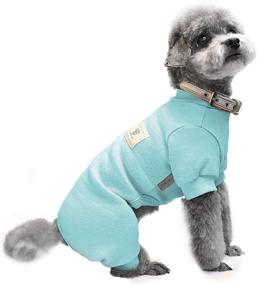 img 2 attached to 🐶 TONY HOBY Dog Pajamas, Dog Jumpsuits Onesies, Thermal and Cotton 4 Legged Pet Clothes for Small Medium Dogs (Light Blue, Size S)