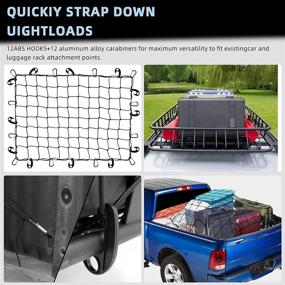 img 3 attached to 🚚 High-Performance Vehicle Bungee Cargo Net, Strong Elastic Net for Rooftop Cargo Rack, includes 12 D-Clip Carabiners and 12 Heavy-Duty Hooks, Ideal for Securing Small and Large Loads, 3x4Ft Truck Bed Net Ensures Maximum Load Stability