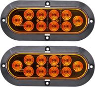 🚨 meerkatt (pack of 2) 6 inch oval amber 10 leds side marker clearance lamp - sealed surface mount waterproof button turn signal lights for truck trailer pickup cabin bus rv caravan - universal 12v dc логотип