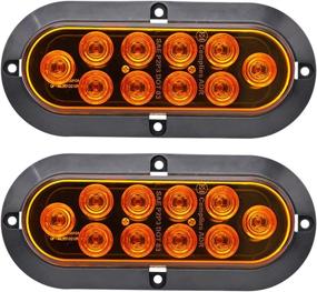 img 4 attached to 🚨 Meerkatt (Pack of 2) 6 Inch Oval Amber 10 LEDs Side Marker Clearance Lamp - Sealed Surface Mount Waterproof Button Turn Signal Lights for Truck Trailer Pickup Cabin Bus RV Caravan - Universal 12V DC