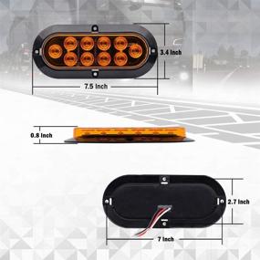 img 1 attached to 🚨 Meerkatt (Pack of 2) 6 Inch Oval Amber 10 LEDs Side Marker Clearance Lamp - Sealed Surface Mount Waterproof Button Turn Signal Lights for Truck Trailer Pickup Cabin Bus RV Caravan - Universal 12V DC