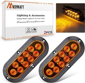 img 3 attached to 🚨 Meerkatt (Pack of 2) 6 Inch Oval Amber 10 LEDs Side Marker Clearance Lamp - Sealed Surface Mount Waterproof Button Turn Signal Lights for Truck Trailer Pickup Cabin Bus RV Caravan - Universal 12V DC