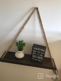 img 6 attached to Set Of 2 17-Inch Rustic Wood Hanging Rope Swing Shelves In Dark Gray By MyGift