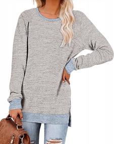 img 1 attached to Color Block Crewneck Sweaters Tunic Tops For Women - Long Sleeve Sweatshirts By Kancystore