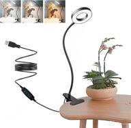 🔌 black clip on desk lamp with 48 leds, 360° flexible gooseneck, 3 color modes, 10 dimmable brightness levels, eye-caring usb clamp reading light for home, office, dorm, study, work логотип