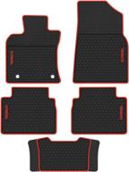 🚗 biosp car floor mats: custom fit, heavy duty rubber liner for toyota camry 8th 2018-2021 – black red all-weather guard odorless protection logo