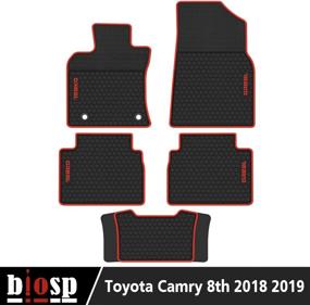 img 3 attached to 🚗 Biosp Car Floor Mats: Custom Fit, Heavy Duty Rubber Liner for Toyota Camry 8th 2018-2021 – Black Red All-Weather Guard Odorless Protection