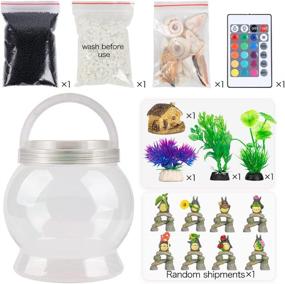 img 2 attached to 🐟 LA KEN DU, Small Betta Tetra Fish Tank Decorations Set - 0.5-Gallon Aquarium with 20 Color LED Lighting and Fish Night Light for Kids, Transparent