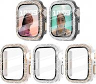 5-pack bling crystal diamond apple watch 8 & 7 case with screen protector - surace 41mm tempered glass protective cover for series 7/8 логотип
