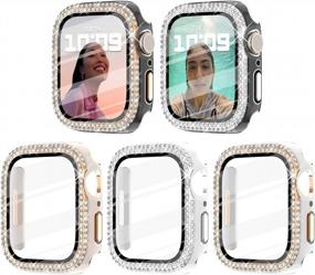 img 4 attached to 5-Pack Bling Crystal Diamond Apple Watch 8 & 7 Case With Screen Protector - Surace 41Mm Tempered Glass Protective Cover For Series 7/8