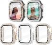 5-pack bling crystal diamond apple watch 8 & 7 case with screen protector - surace 41mm tempered glass protective cover for series 7/8 logo