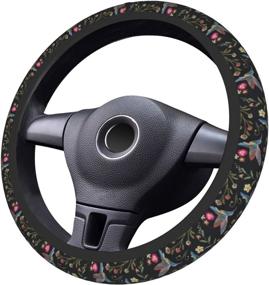 img 4 attached to Gocerktr Floral Hummingbird Steering Wheel Cover - Fashionable, Anti-Slip, and Sweat Absorbent for Universal 15-Inch Car Accessories - Designed for Women & Men