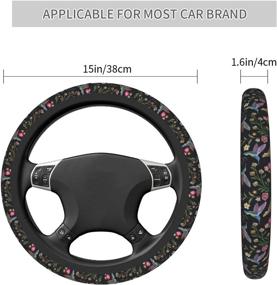 img 1 attached to Gocerktr Floral Hummingbird Steering Wheel Cover - Fashionable, Anti-Slip, and Sweat Absorbent for Universal 15-Inch Car Accessories - Designed for Women & Men