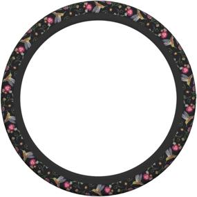 img 3 attached to Gocerktr Floral Hummingbird Steering Wheel Cover - Fashionable, Anti-Slip, and Sweat Absorbent for Universal 15-Inch Car Accessories - Designed for Women & Men