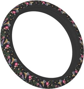 img 2 attached to Gocerktr Floral Hummingbird Steering Wheel Cover - Fashionable, Anti-Slip, and Sweat Absorbent for Universal 15-Inch Car Accessories - Designed for Women & Men