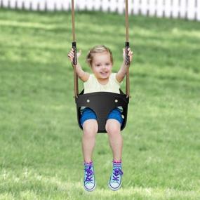 img 1 attached to 🐘 SELEWARE Toddler Swing Set Accessories: High Back Full Bucket Swing Seats with Adjustable Rope and 4 Locking Carabiners – Elephant Shape Design, 600LB Capacity (2 Pack)