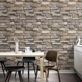 img 3 attached to Stone Brick Wallpaper Peel And Stick Wallpaper Cleanable 3D Brick Wallpaper Self Adhesive Wallpaper Countertop Removable Wallpaper For Home Decoration Stone Brick 17.71” ×393.7”
