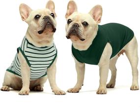 img 3 attached to 🐾 Fitwarm 2-Pack Cotton Striped Dog Shirt, Pet Clothes Puppy T-Shirts, Cat Tee Breathable Stretchy - Dark Green, Size Medium