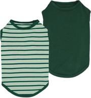 🐾 fitwarm 2-pack cotton striped dog shirt, pet clothes puppy t-shirts, cat tee breathable stretchy - dark green, size medium логотип