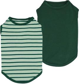 img 4 attached to 🐾 Fitwarm 2-Pack Cotton Striped Dog Shirt, Pet Clothes Puppy T-Shirts, Cat Tee Breathable Stretchy - Dark Green, Size Medium