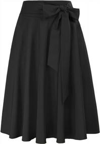 img 4 attached to Belle Poque женские винтажные плиссированные юбки-миди с высокой талией, трапециевидные расклешенные юбки с карманами