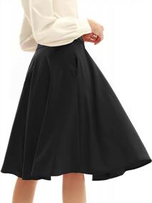 img 2 attached to Belle Poque женские винтажные плиссированные юбки-миди с высокой талией, трапециевидные расклешенные юбки с карманами
