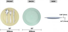 img 2 attached to Set Of 6 Wheat Straw Flat Plastic Dinner Plates, 10 Inches - Lightweight, Unbreakable, Eco-Friendly & BPA-Free - Microwave & Dishwasher Safe - Perfect Dishes For Adults, Kids, And Toddlers