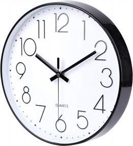 img 3 attached to Стильные и тихие 12-дюймовые настенные часы - идеально подходят для офиса, класса и домашнего декора - работают на батарейках, без шума - настенные часы Jomparis Black Quartz.