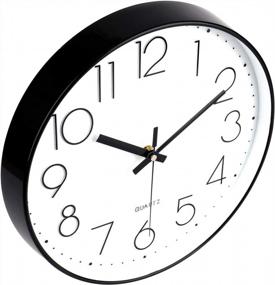 img 2 attached to Стильные и тихие 12-дюймовые настенные часы - идеально подходят для офиса, класса и домашнего декора - работают на батарейках, без шума - настенные часы Jomparis Black Quartz.