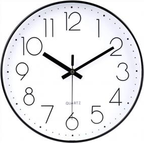 img 4 attached to Стильные и тихие 12-дюймовые настенные часы - идеально подходят для офиса, класса и домашнего декора - работают на батарейках, без шума - настенные часы Jomparis Black Quartz.