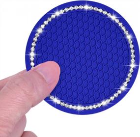 img 2 attached to Bling Car Coasters, Wisdompro 4 Pack PVC Car Cup Holder Insert Coaster - Anti Slip Universal Vehicle Interior Accessories Crystal Glitter Cup Mats For Women And Men (2.75" Diameter, Blue)