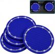 bling car coasters, wisdompro 4 pack pvc car cup holder insert coaster - anti slip universal vehicle interior accessories crystal glitter cup mats for women and men (2.75" diameter, blue) logo