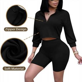 img 3 attached to Be The Ultimate Sporty Fashionista With This Sexy 2-Piece Women'S Athletic Set - Short Sleeve Crop Top And Solid Skinny Pants In Black