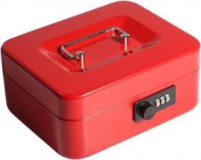img 4 attached to Secure Metal Cash Box With Combination Lock And Money Tray By Decaller - Small Red Locking Box, Measures 7.8" X 6.8" X 3.6", Model QH2006S