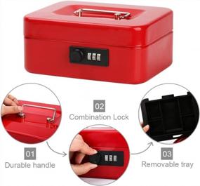 img 1 attached to Secure Metal Cash Box With Combination Lock And Money Tray By Decaller - Small Red Locking Box, Measures 7.8" X 6.8" X 3.6", Model QH2006S