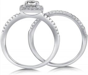 img 1 attached to Stunning BERRICLE Sterling Silver CZ Halo Wedding Ring Set - Perfect For Your Special Day!