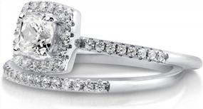 img 2 attached to Stunning BERRICLE Sterling Silver CZ Halo Wedding Ring Set - Perfect For Your Special Day!