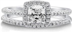img 3 attached to Stunning BERRICLE Sterling Silver CZ Halo Wedding Ring Set - Perfect For Your Special Day!