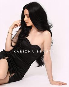 img 3 attached to Black Long Wavy Lace Front Synthetic Hair Wig By Karizma - Bombshell Look!